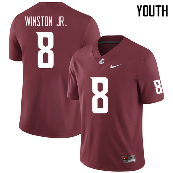 Youth #8 Easop Winston Jr. Washington State Cougars College Football Jerseys Sale-Crimson